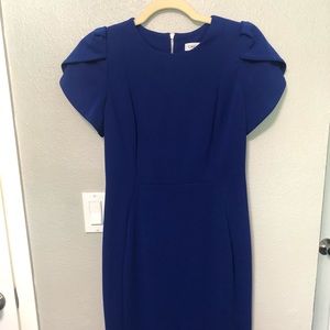 Calvin Klein Royal Blue Flutter-Sleeve Sheath Dress